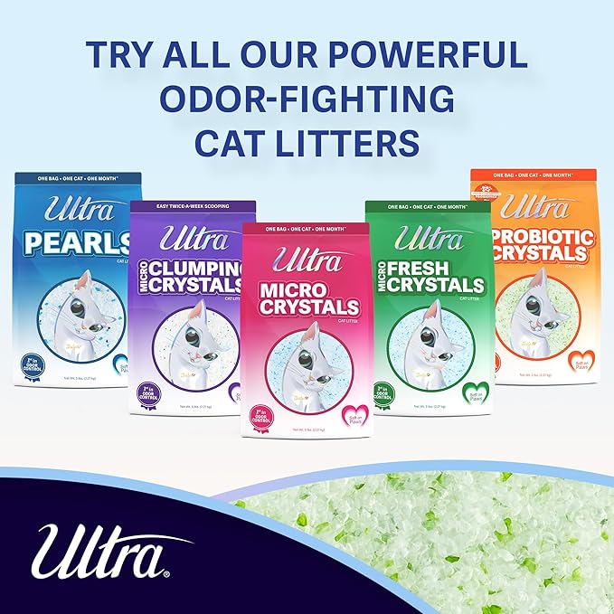 New Ultra Probiotic Micro Crystals Cat Litter - 99.9% Dust Free, Soft on Paws, Fragrance Free - 5 Lbs.-Mewly Pet
