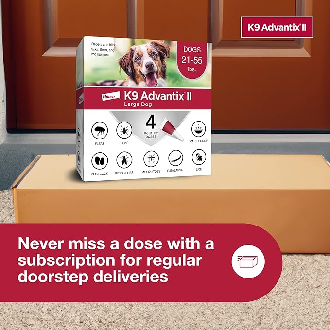 K9 Advantix II Large Dog Vet-Recommended Flea, Tick & Mosquito Treatment & Prevention | Dogs 21-55 lbs. | 4-Mo Supply (Pack of 2)-Mewly Pet