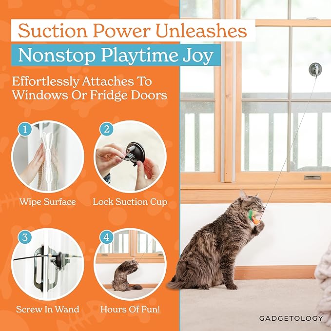 Interactive Cat Toys for Indoor Cats Suction Cup Cat Toys for Indoor Cats Bird Hunting Slefplay Simulation for Kitten Flying Bird Toy Feather Wand Attachments-Mewly Pet