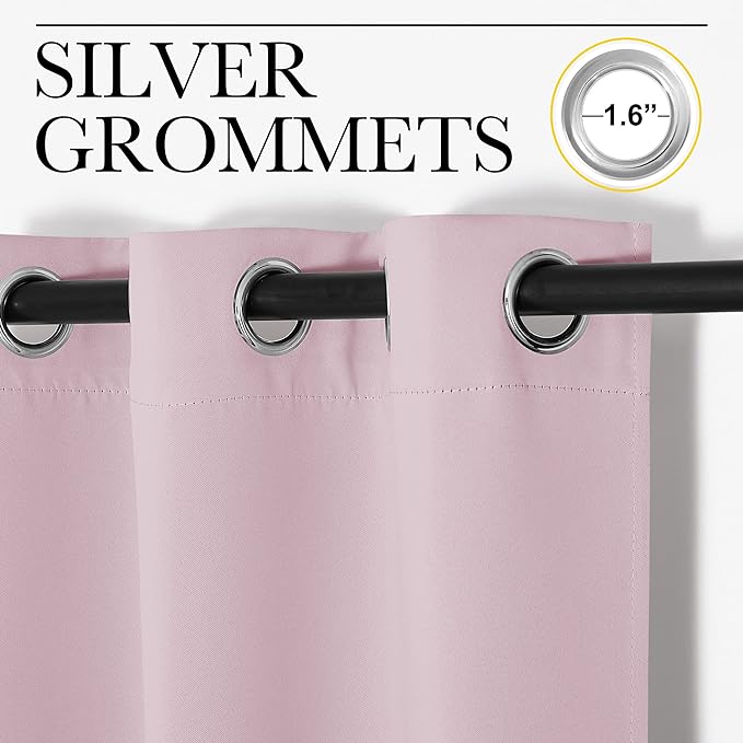NICETOWN Baby Pink Blackout Curtains 68 inches Length for Laundry Room, 2 Panels, 42" Wide, Thermal Insulated Decoration Drapes for Office Window