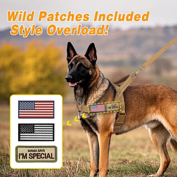 Forestpaw No Pull Dog Harness - Soft Flannel Padded Tactical Dog Vest Harness with Quick Release Buckle, Adjustable Reflective Pet Harness for Medium Dogs Walking Training,Brown M-Mewly Pet