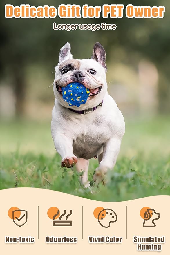 1.96'' Dog Balls for Dogs Aggressive Chewers Indestructible Tennis Durable Bouncy Interactive Dog Toy Balls for Fetch Game Floating Training(Blue Small)-Mewly Pet