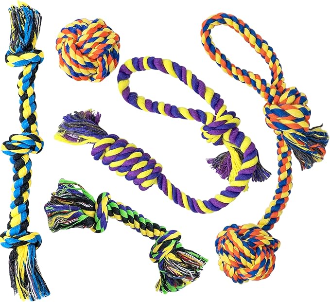 Puppy Teething Toys for Small Dogs, 5 Pack Cotton Puppy Dog Rope Toy for Small Dogs, Durable Dog Chew Toys for Aggressive Chewers Small Breed, Interactive Tug of War Puppy Toys to Keep Them Busy-Mewly Pet