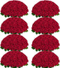 BLEUM CADE 200 Pcs Red Roses Artificial Flowers, Real Touch Velvet Roses Fake Flowers Bulk, Artificial Roses Bouquet with Long Stems Bridal DIY Wedding Party Centerpiece Decorations