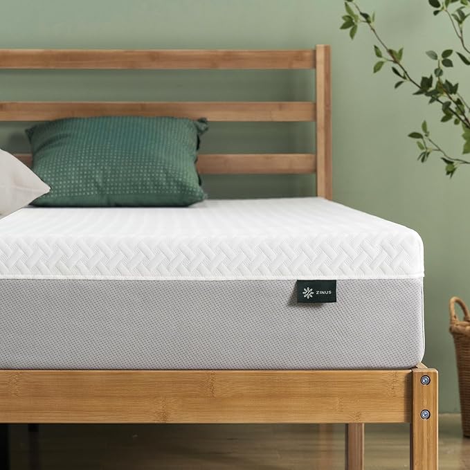 ZINUS 8 Inch Green Tea Essential Memory Foam Mattress [New Version], Full, Fiberglass Free, Medium Feel, Breathable Airflow Memory Foam, Certified Safe Foams & Fabric, Mattress in A Box