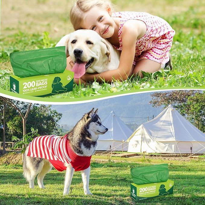 Harloon 6000 Counts Dog Poop Waste Bags 30 Rolls 12 x 8 Inches Extra Thick Strong Leak PET Proof Bags Disposable Bulk Universal Doggy Roll Waste Box for Puppy Outdoor Walking Travel(Deep Green)-Mewly Pet