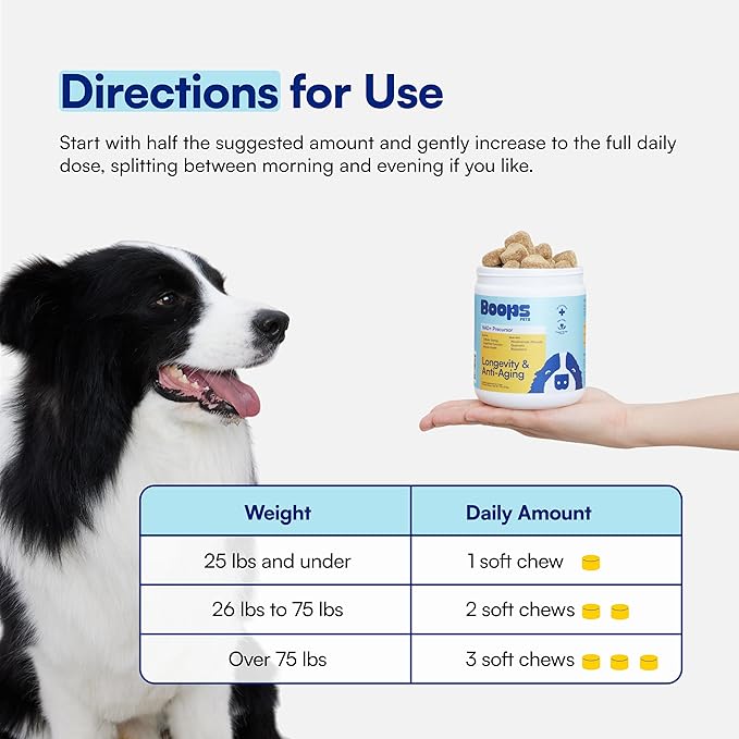 NAD+ Precursor & Senior Dog Supplement - 90 Soft Chews & Vitamins - NMN Alternative for Longevity, Anti-Aging & Energy - Nicotinamide Riboside, Resveratrol, Quercetin, Made with Pasture-Raised Chicken-Mewly Pet