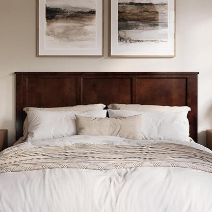 AFI, Madison King Solid Wood Panel Headboard with Attachable Charger, Walnut