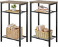 Hoctieon 2-Set 3 Tier End Table, Telephone Table Set of 2, Tall Side Table with Storage Set of 2, Small Nightstand for Small Spaces, Metal Frame, for Living Room, Bedroom, Sofa Couch, Hallway, Greige