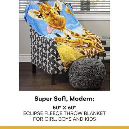 Dawhud Direct Giraffe Fleece Throw Blanket, 50" x 60", Polyester, Animal Print, Multicolor, Unisex, Adult/Kid, Winter, Durable, Camping, Gift