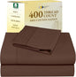 California Design Den Twin XL Sheet Sets - 400 Thread Count Sateen, 100% Cotton Sheets Twin XL, Deep Pockets, Cooling and Durable Bedding Set - Espresso Chocolate Brown