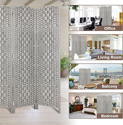 Rose Home Fashion 6 ft Tall Room Divider, Room Dividers and Folding Privacy Screens, 15.7in Privacy Screen 3 Panel Partition Temporary Wall Separation for Private, Stone Grey