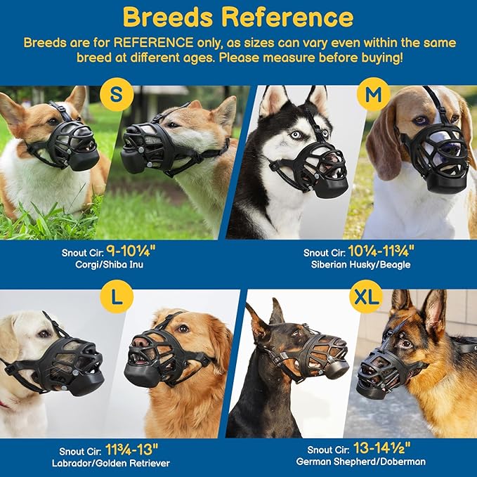 BARKLESS Basket Muzzle for Medium Dogs, Humane Muzzle to Prevent Biting and Scavenging, Snap-on Treat Cover Helps Dogs Acclimatize Mouth Cover, Adjustable Mouth Guard for Positive Training, Grooming-Mewly Pet