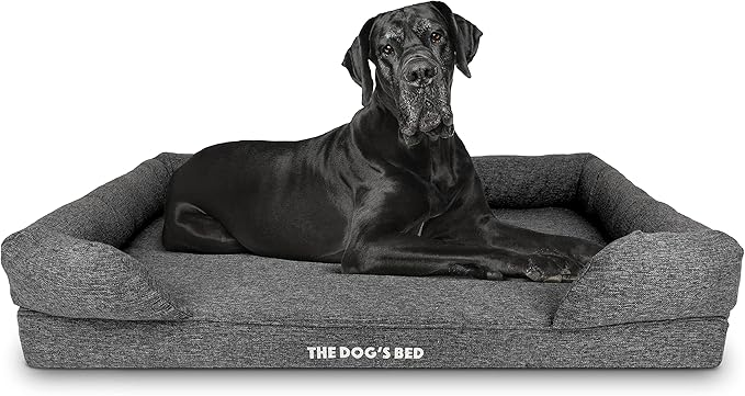 The Dog’s Bed, XXL Grey Linen 51.5x39, Memory Foam, Pain Relief: Arthritis, Hip & Elbow Dysplasia, Post Surgery, Lameness, Supportive, Calming, Waterproof Washable Cover, Veterinary Approved-Mewly Pet