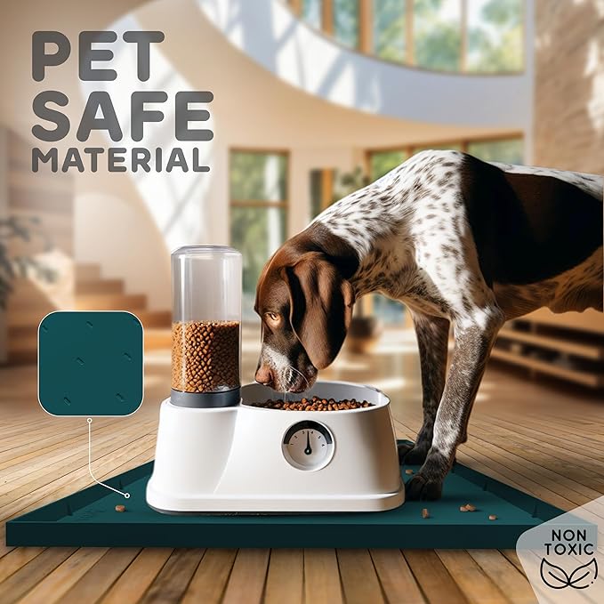 32x24x1” XL Dog Food Mat - All Purpose Under Sink Liner, Washer and Dryer Covers for The Top, Silicone Griddle Mat for Blackstone - Raised Edges Dog Mat for Food and Water Prevent Spill, Waterproof-Mewly Pet