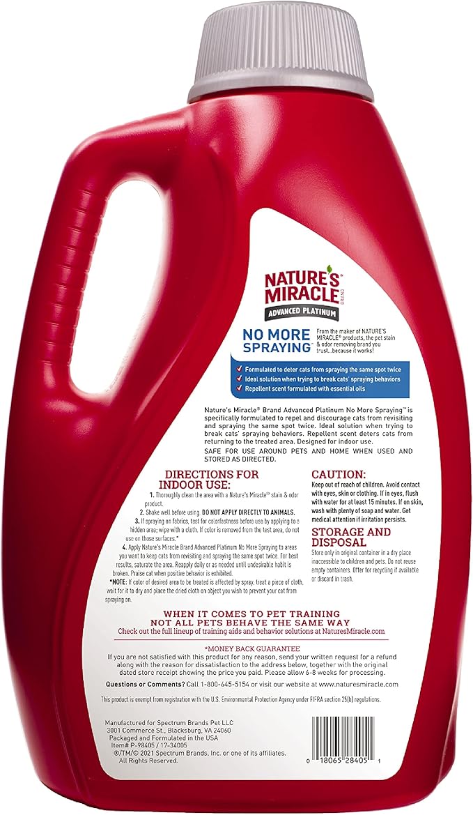 Nature's Miracle Advanced Platinum No More Spraying, 24 Ounces, Helps Discourage Repetitive Cat Spraying-Mewly Pet