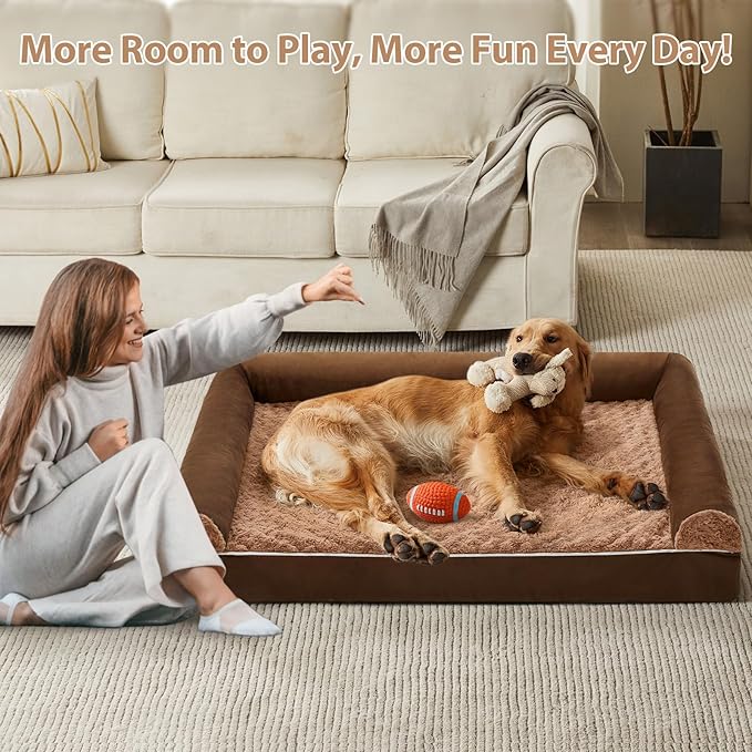 BFPETHOME Dog Beds for Large Dogs, Orthopedic Dog Bed for Medium Large Dogs,Big Waterproof Couch Pet Bed with Removable Washable Cover-Mewly Pet