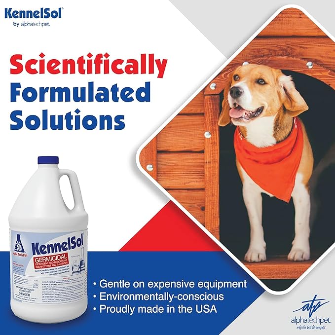 ATP KennelSol 1-Step Kennel Cleaner - 1 Gallon (Pack of 4) Liquid Disinfectant, Effective Against Bacteria and Viruses, Deodorizer Wintergreen Scent by Alpha Tech Pet-Mewly Pet