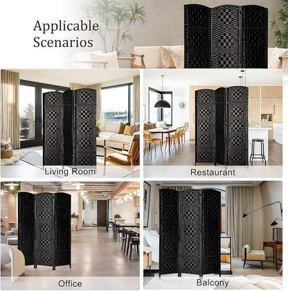 Rose Home Fashion 6 ft Tall Room Divider, Room Dividers and Folding Privacy Screens, 15.7in Privacy Screen 3 Panel Partition Temporary Wall Separation for Private, Black