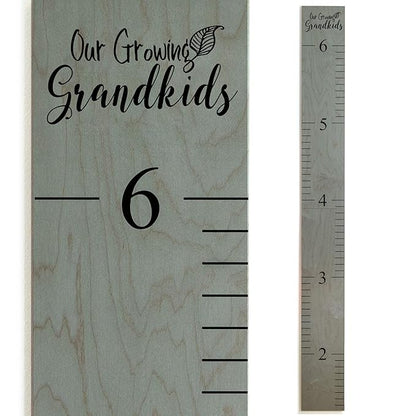 Headwaters Studio Wooden Growth Chart – Kids Height Chart, Wall Measurement for Kids, Height Chart for Wall, Growth Ruler for Children – Our Growing Grandkids, Gray (63"x6.7")