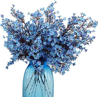 JAKY-Global 9pcs Babys Breath Artificial Flowers Gypsophila Bouquet Bulk Fake Spring Silk Small Flowers Real Touch Faux Floral for Home Bedroom Kitchen Garden Wedding Christmas Party DIY Decor (Blue)