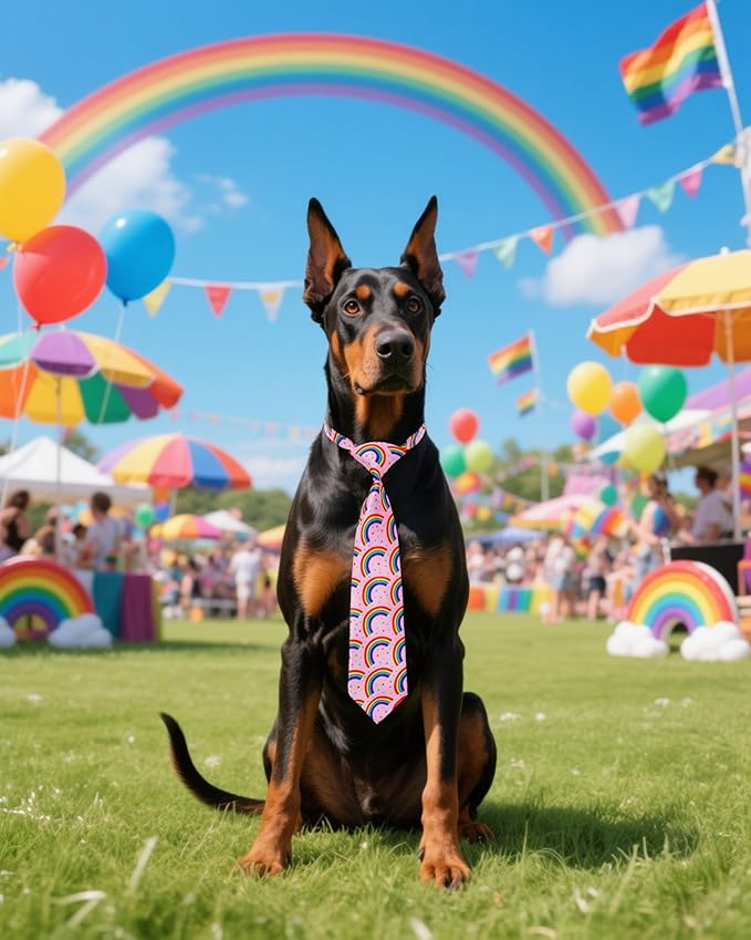 PET SHOW 10 Pack Pride Month Big Dog Ties Neckties for Large Breed Dogs XL Rainbow Neck Ties Bowties Girl Boy Pets LGBT Costumes Dog Adjustable Holiday Grooming Accessories Wedding Party Gift Favor-Mewly Pet