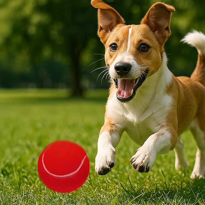 Large Dog Tennis Balls, 4 inch Interactive Big Dog Toy Ball for Small Medium Large Dogs, 4-Pack Dog Toys for Outdoor/Indoor Sports, Fetch, Training & Play-Mewly Pet