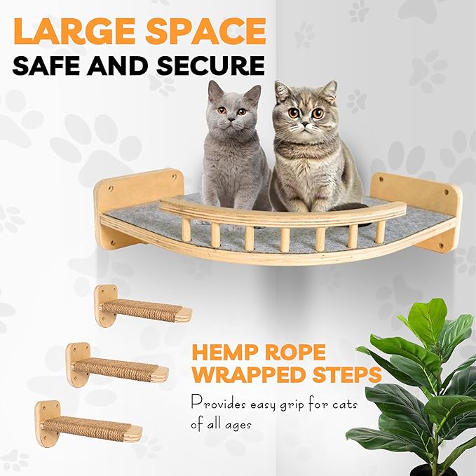UNTITLDW Wall-Mounted Cat Shelves – Sleek, Durable Multi-Level Shelf with Floating Perch, Hammock, Cat Bed & Platform – Space-Saving Design for Play & Lounging – Easy Setup for Active Cats-Mewly Pet