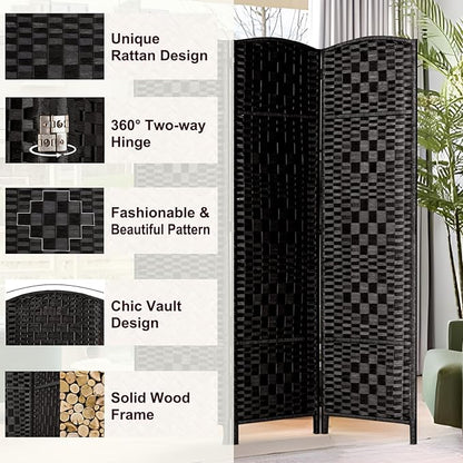 Rose Home Fashion 6 ft Tall Room Divider, Room Dividers and Folding Privacy Screens, 15.7in Privacy Screen 3 Panel Partition Temporary Wall Separation for Private, Black