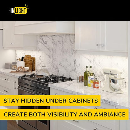 GETINLIGHT Dimmable Hardwired Only 3 Color Under Cabinet LED Lights, 24-inch, Soft White(3000K), Bright White(4000K), Daylight White(5000K), Matte White Finished, ETL Listed, IN-0201-13-WH-345K