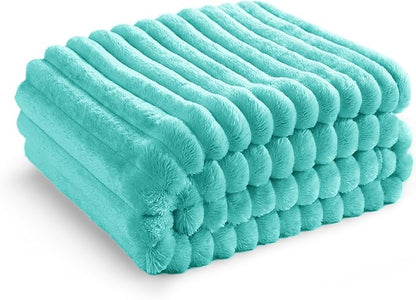 Bedsure GentleSoft Blue Throw Blanket for Couch - Cozy Soft Blankets for Women, Cute Small Fleece Throws for Girls, Birthday Gifts for Women Decor Gifts for Mom, Blue Fog, 50x70 Inches