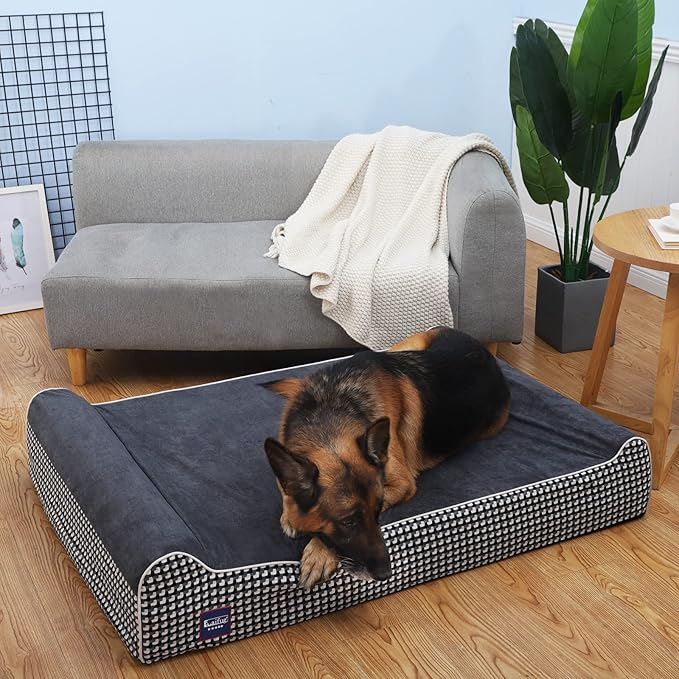 Laifug Orthopedic Memory Foam Extra Large Dog Bed with Pillow and Durable Water Proof Liner & Removable Washable Cover & Smart Design-Mewly Pet
