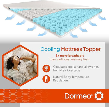 Dormeo RV King Cooling Mattress Topper, 3-Inch with Octaspring® Technology for Optimal Back Support, Medium Firmness