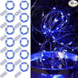 WATERGLIDE 12 Pack Fairy Lights Battery Operated (Included), 7 ft 20 LED Mini String Lights, Waterproof Silver Wire Firefly Starry Light for DIY Wedding Christmas Party Mason Jars Decor, Blue
