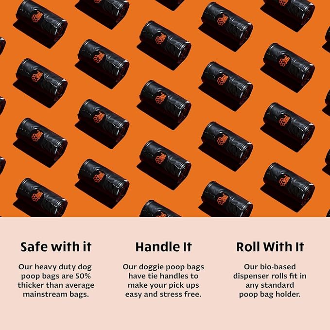 Heavy Duty Dog Poop Bag With Handles - 16 Rolls of Pet Waste Bags - Fits in any Dogs Poo Bag Dispenser or Holder - Thick Dog Poop Bags-Mewly Pet