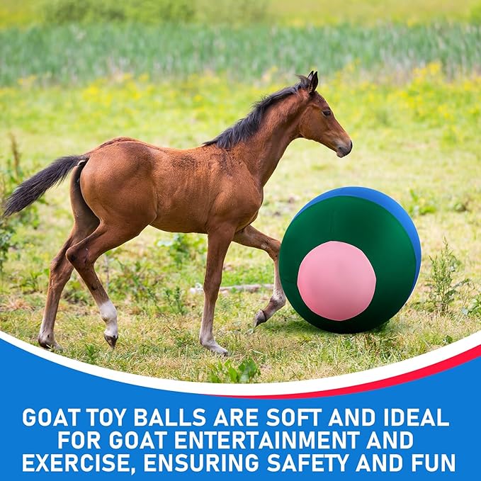 40inch Giant Herding Ball with Ball Cover Anti Burst Please Watch VCR for How to Inflation Horse Toys for Horses Stall Entertainment Play, Pump Included (Mixed Color,Classic)-Mewly Pet