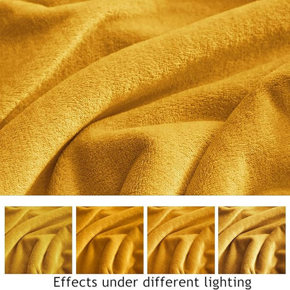 KMUSET Fleece Blanket Honey Yellow Lightweight Super Soft Cozy Fuzzy Bed Blankets Microfiber Factory Shop