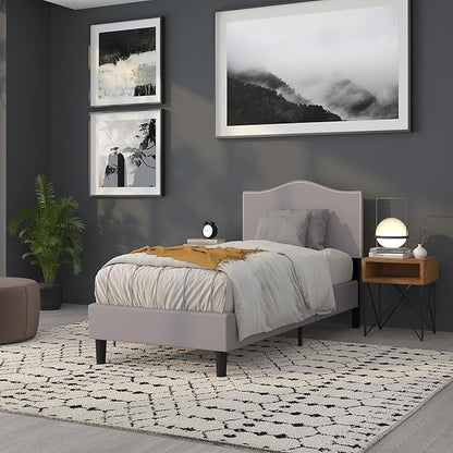 Flash Furniture Lexington Upholstered Twin Size Headboard with Accent Nail Trim in Light Gray Fabric