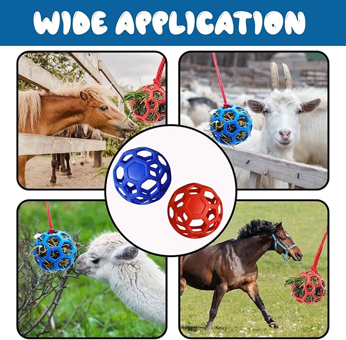 2 Pcs Novelty Hay Ball for Horses to Play with and Relieve Stress, Bright Color Hay Balls for Goats to Avoid Boredom-Mewly Pet
