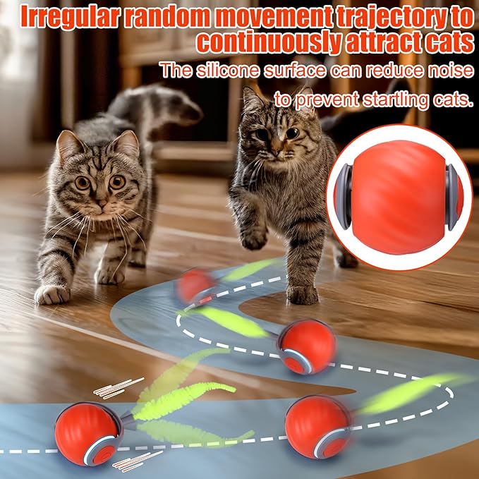 AIERSA 2Pcs Interactive Automatic Cat Toys for Bored Indoor Adult Cats,Self Play Speed Tail Toy with 3 Tails and 4 Springs-Mewly Pet