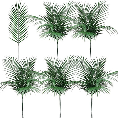 Yunsailing 60 Pieces 25" Artificial Palm Leaves Faux Tropical Palm Fronds Large Fake Greenery Plants Leaf Branches for Wedding, Palm Sunday, Flower Arrangement, Hawaiian Jungle Safari Party