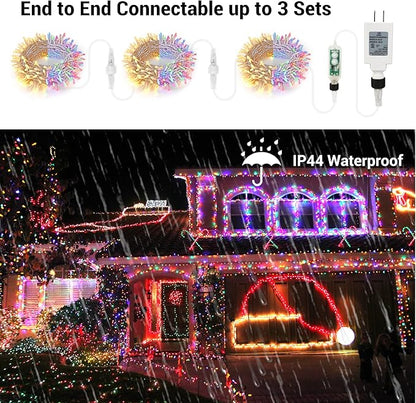 Brizled Color Changing Christmas Lights, 300 LED Christmas String Lights Connectable, 115ft 11 Modes Tree Lights Warm White & Multicolor Clear Wire Xmas Lights Remote for Xmas Party Home