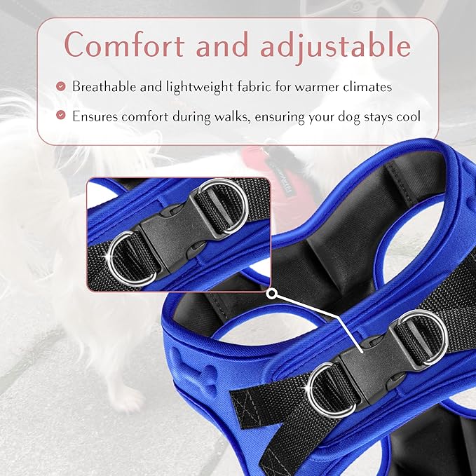 Comfort Fit No Pull Dog Harness – Adjustable Step-in Vest for Small, Medium & Large Dogs, Soft Padded with Leash Clips, Reflective Straps & Handle-Mewly Pet