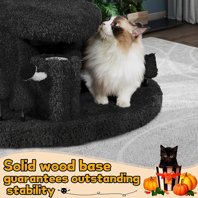 Luxury Cat Tree Tower for Indoor Cats,88.6" Tall Cat Tree,Multi-Level Furniture Activity Center with Scratching Posts Stand House Condo Funny Toys Kittens Pet Play House, Black-Mewly Pet