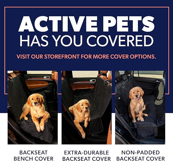 Active Pets Dog Car Seat Cover, Waterproof Front Seat Protector for SUV Truck Sedan, Pet Safety Travel Comfort System with Universal Fit, Black-Mewly Pet