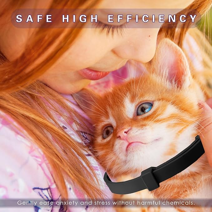 Simnice Calming Collar for Cats - 4 Pack, Adjustable Calming Collar for Cats - Pheromone Cat Collars for Anxiety & Stress Relief, Water-Resistant & Long-Lasting Effect (Black)-Mewly Pet