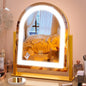 FENNIO Large Vanity Mirror with Lights - 15.5"x13" LED Lighted Makeup Mirror with Lights, 10X Magnification, Touch Screen with 3-Color Lighting, Dimmable, for Vanity Desk Tabletop, Bedroom（Gold）
