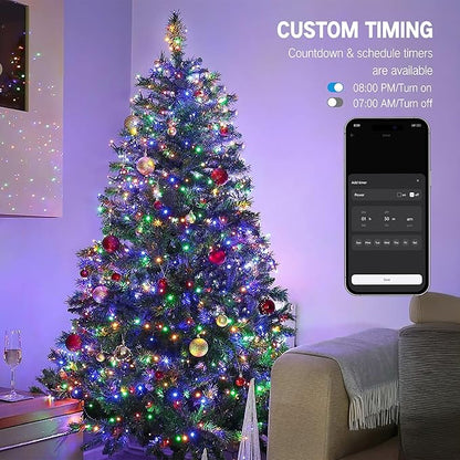 BrizLabs Color Changing Smart Christmas Lights, 98ft 300 LED Warm White & Multicolor Christmas Lighting with APP/Voice Control, Music Sync Xmas Tree Lights Dimmable String Lighting for Xmas Party Tree