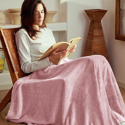 Exclusivo Mezcla Fleece Blanket Twin Size for Bed, Super Soft and Warm, All Season Use, Cozy, Plush, Lightweight, 60x80 Inches Dusty Pink