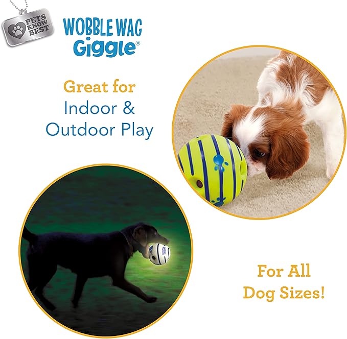 Wobble Wag Giggle & Glow | Rolling Enrichment Toy for Fun Playtime, Interactive Play for Indoor or Outdoor, Keeps Dogs & Puppies Large, Medium or Small Busy & Moving, As Seen on TV | Pack of 2-Mewly Pet